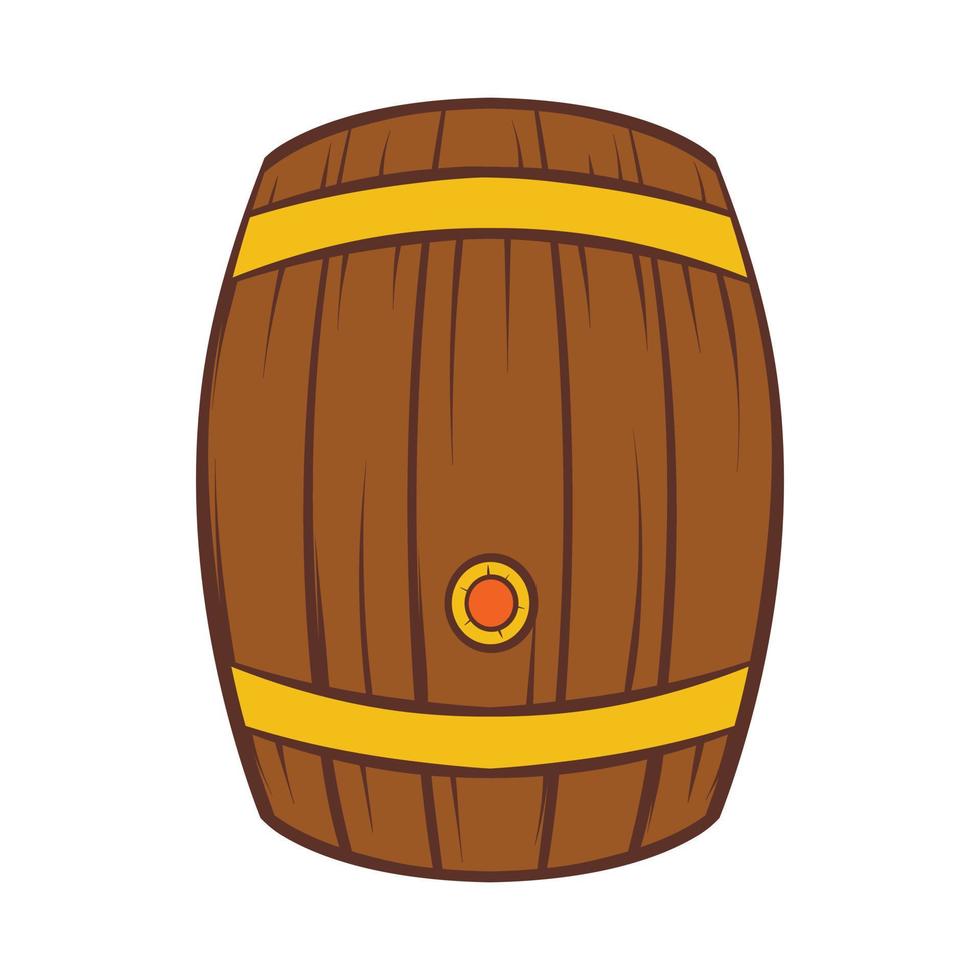 Wooden barrel of beer icon, cartoon style vector