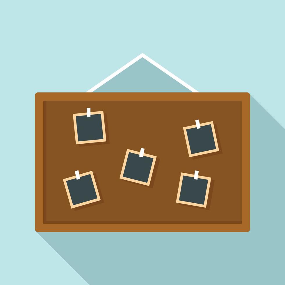 Photo detective board icon, flat style vector