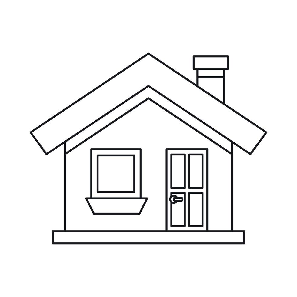 Cottage with a chimney icon, outline style vector