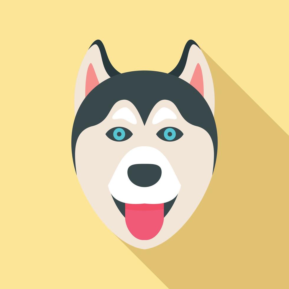 Husky dog head icon, flat style vector