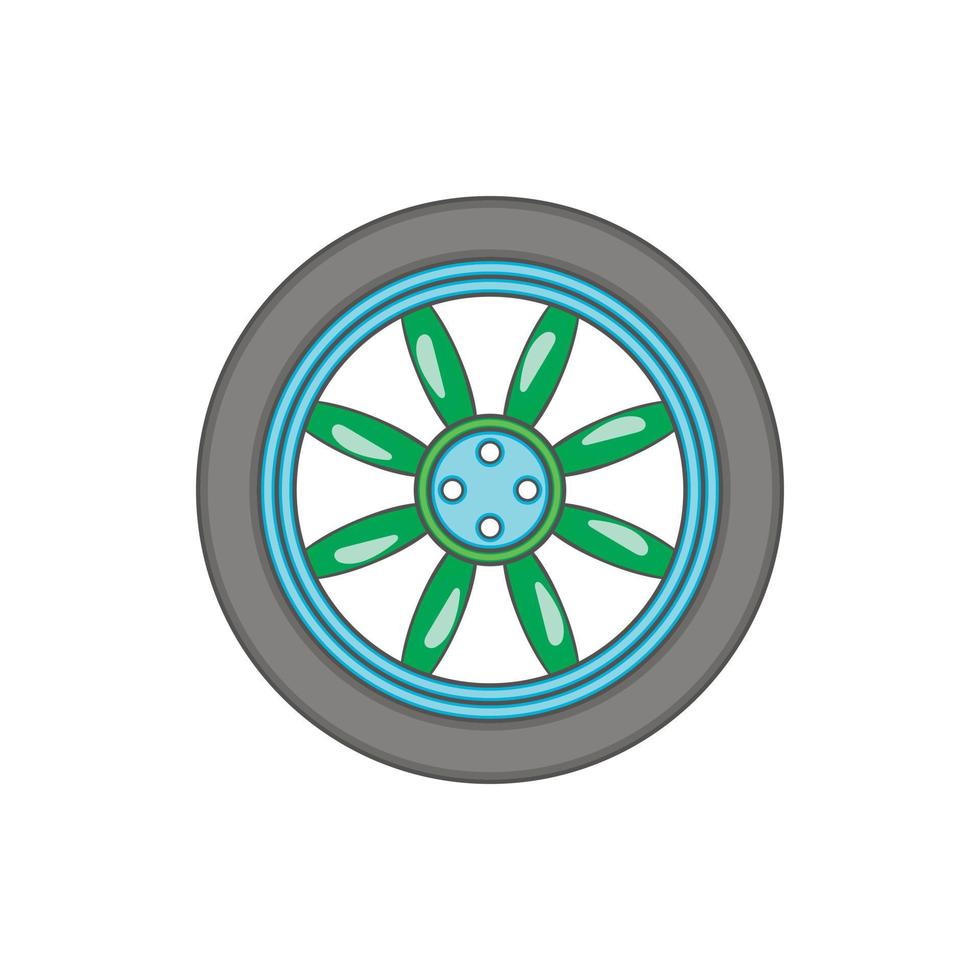 Car wheel icon in cartoon style vector