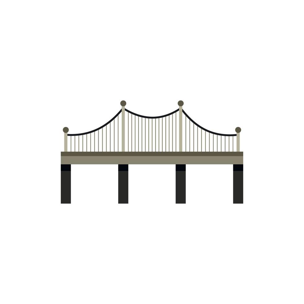 Black bridge with railings icon, flat style vector