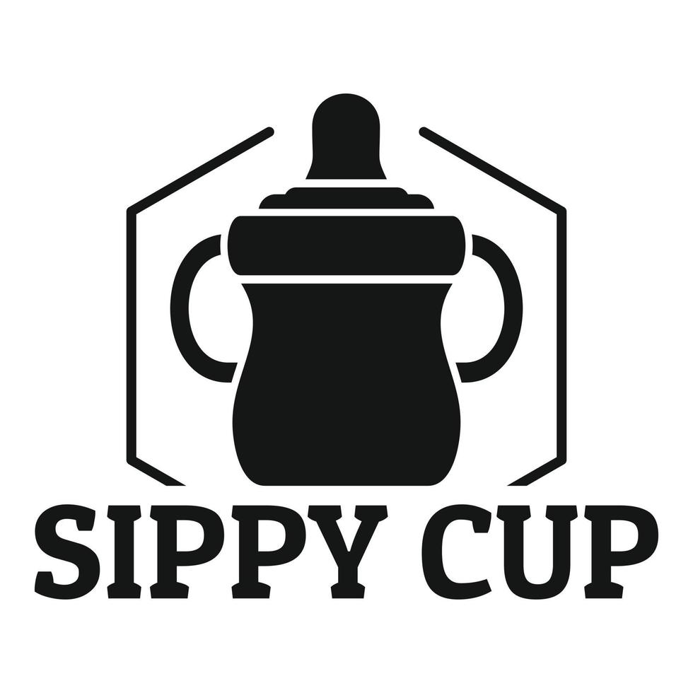 Baby sippy cup logo, simple style vector
