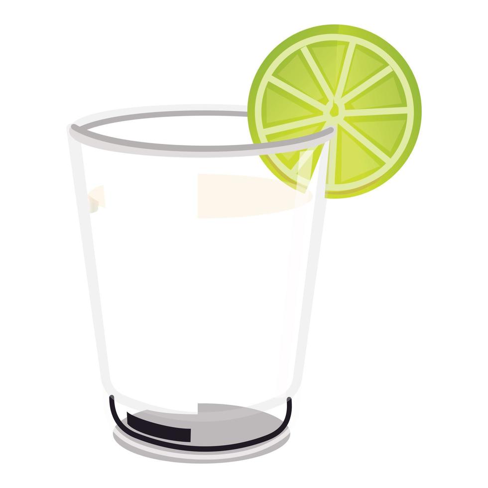 Water with lime icon, cartoon style vector