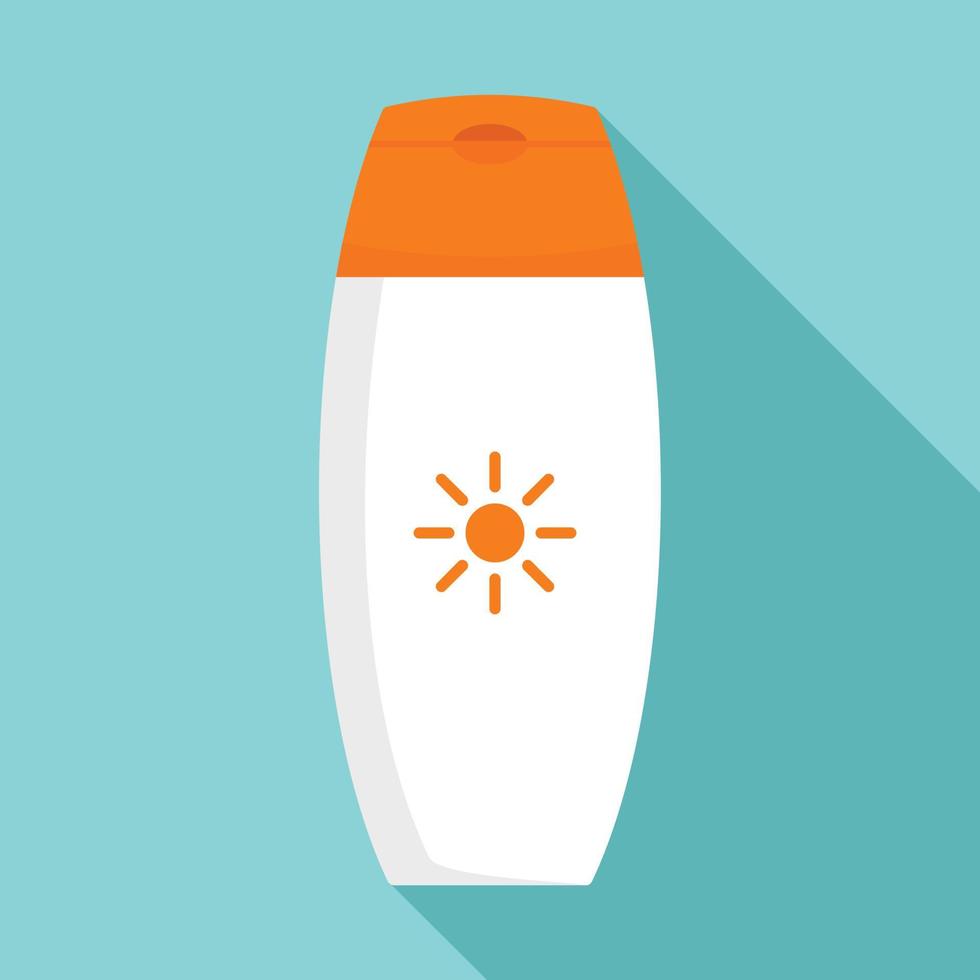 Sunscreen bottle cream icon, flat style vector