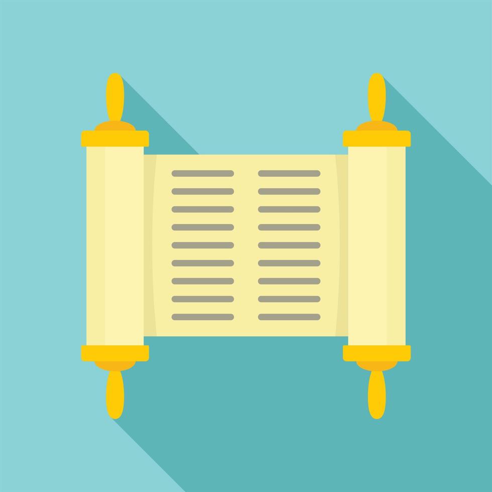 Old book rolled papyrus icon, flat style vector