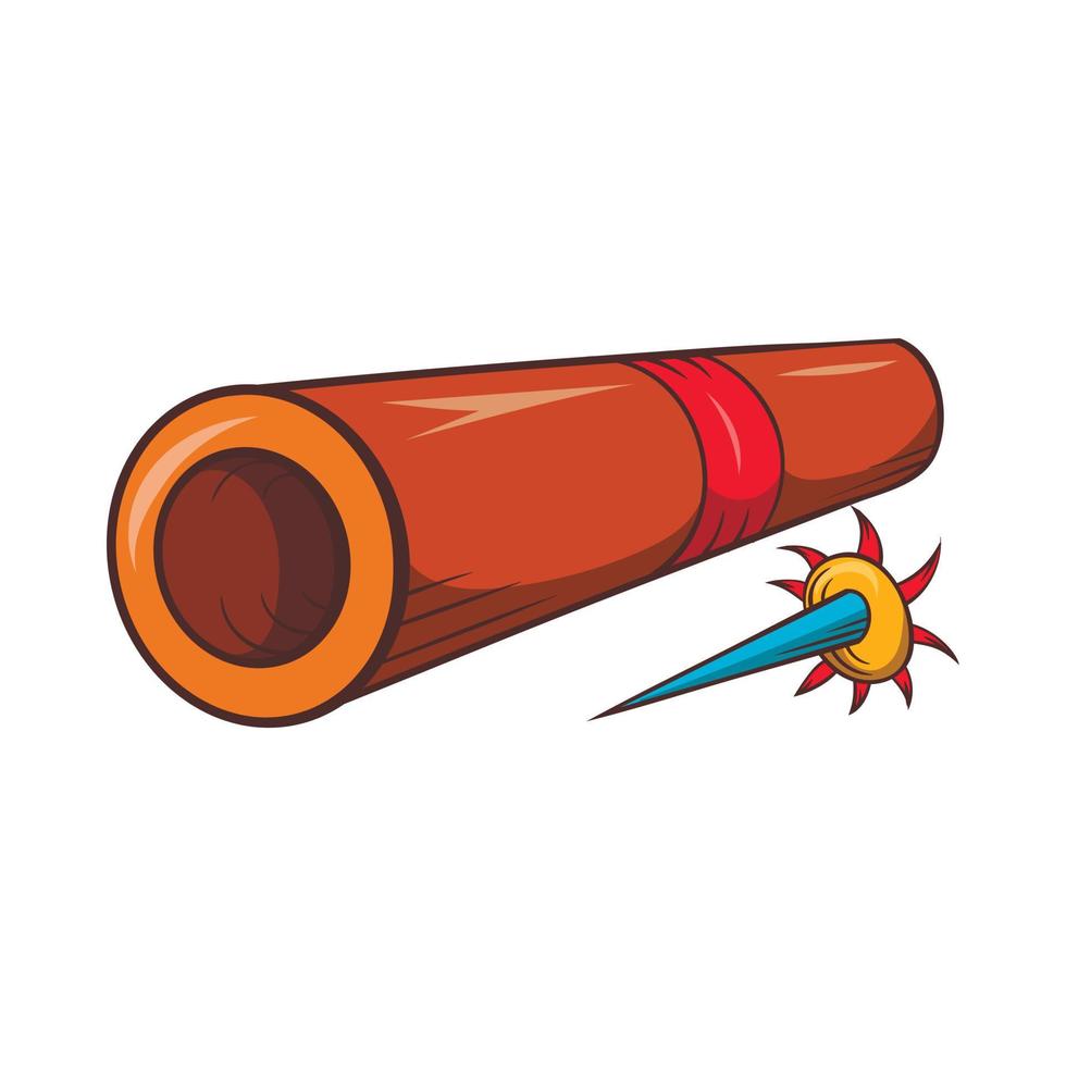 Ninja bamboo tube with arrow icon, cartoon style vector