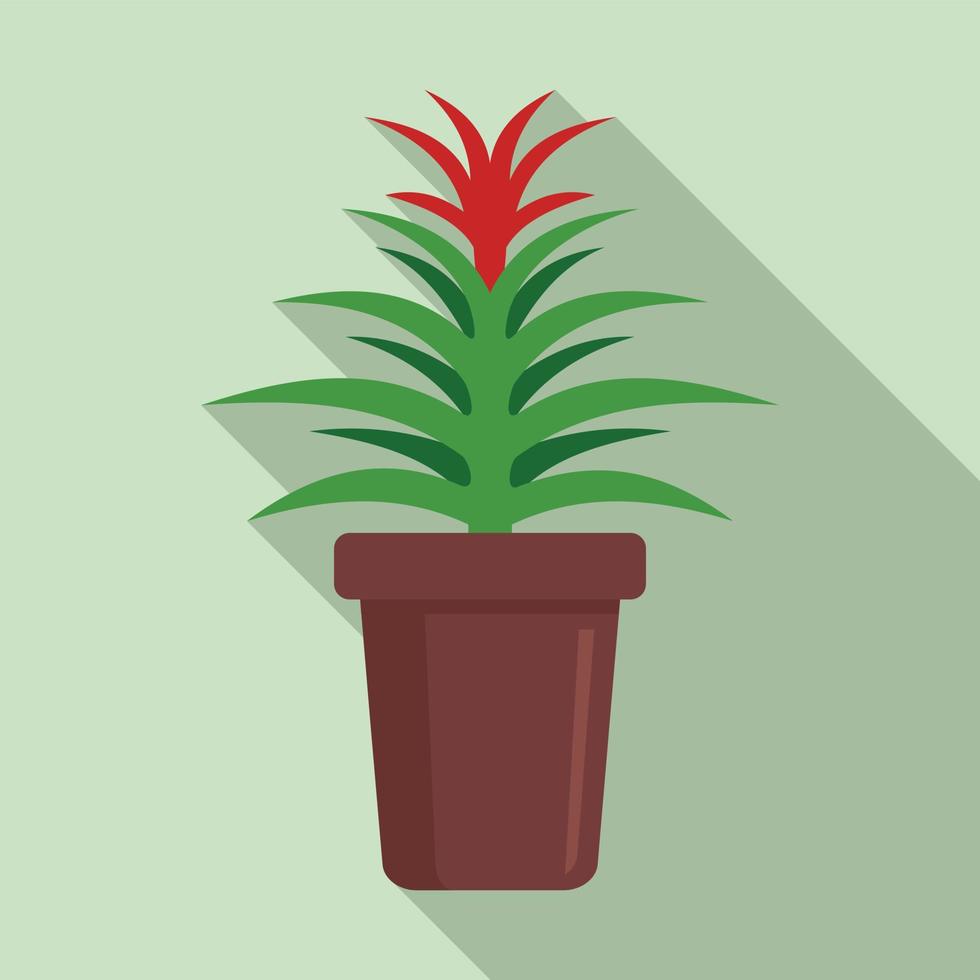 Flower succulent pot icon, flat style vector