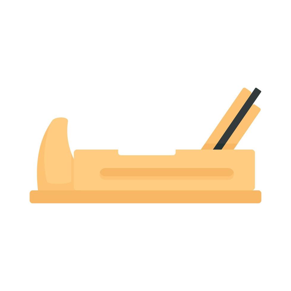 Wood jack plane icon, flat style vector