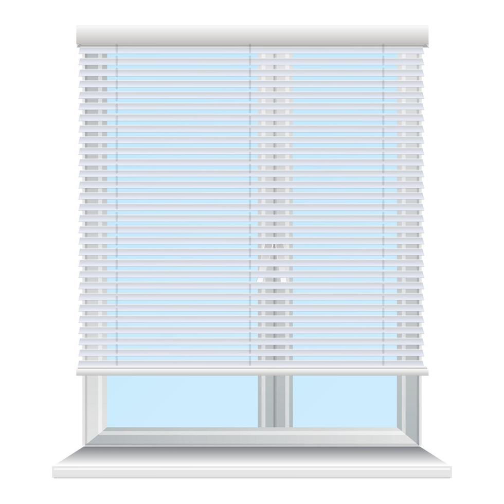 Metal window jalousie icon, cartoon style vector