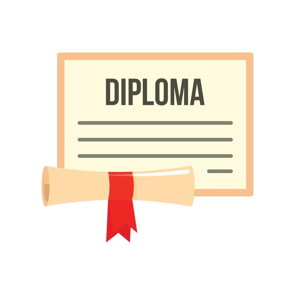 Graduation diploma icon, flat style vector