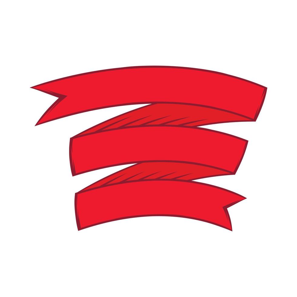 Red ribbon icon, cartoon style vector