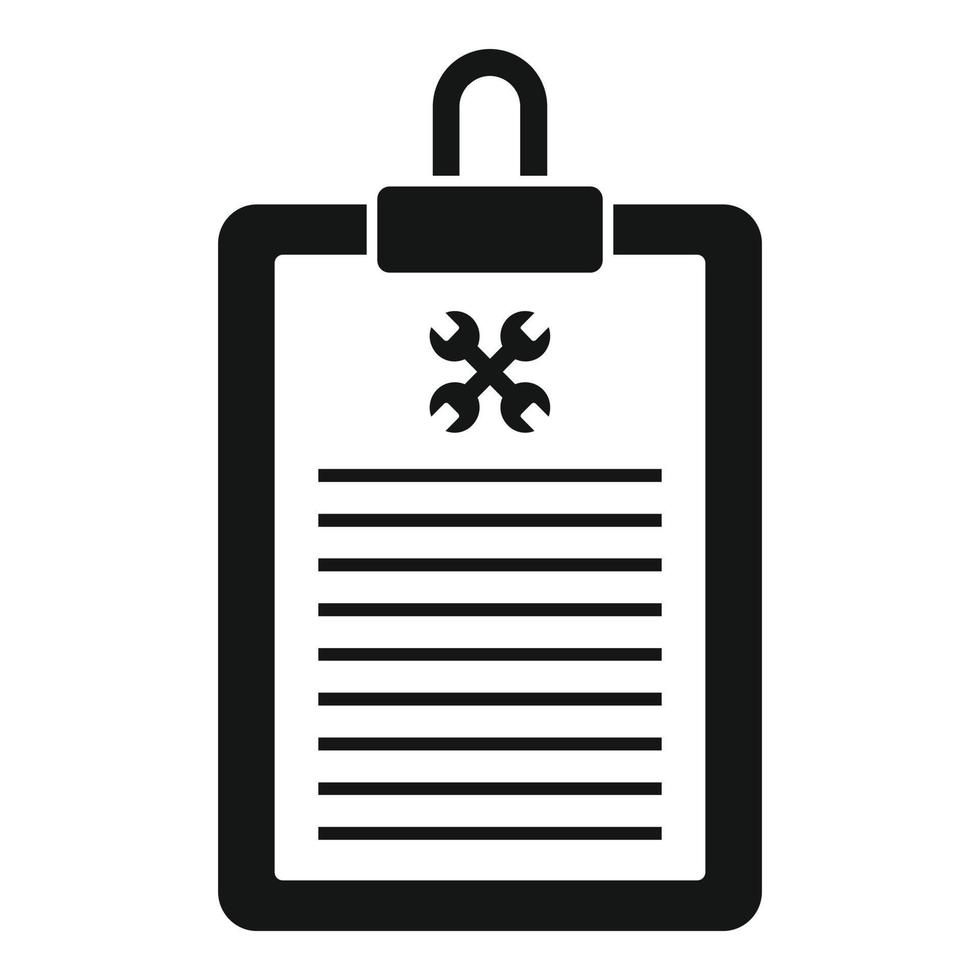 Vehicle repair clipboard icon, simple style vector