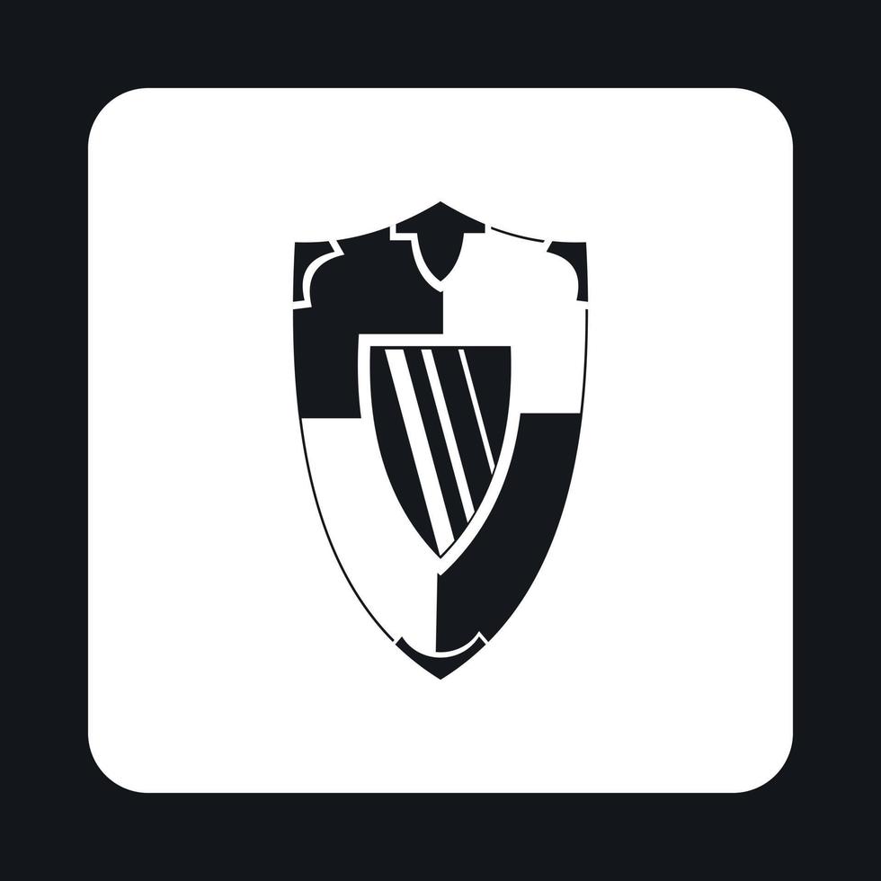 Military shield with pattern icon, simple style vector