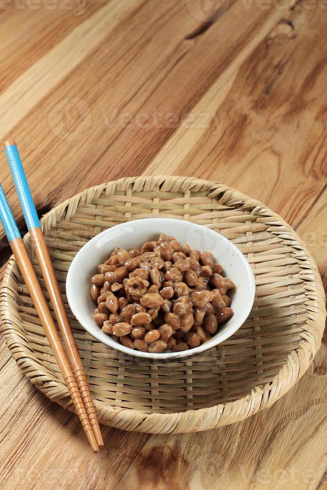 Natto, Japanese Stinky Fermented Soybean on Ceramic Bowl 14626860 Stock