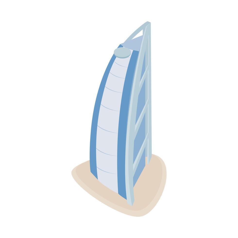 icono del hotel burj al arab, estilo isométrico 3d vector