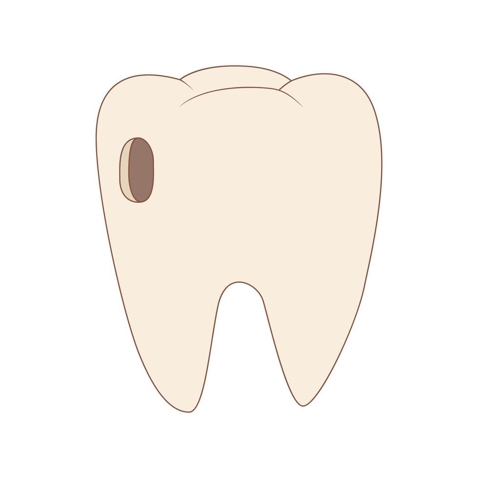 diente con icono de caries, estilo de dibujos animados vector