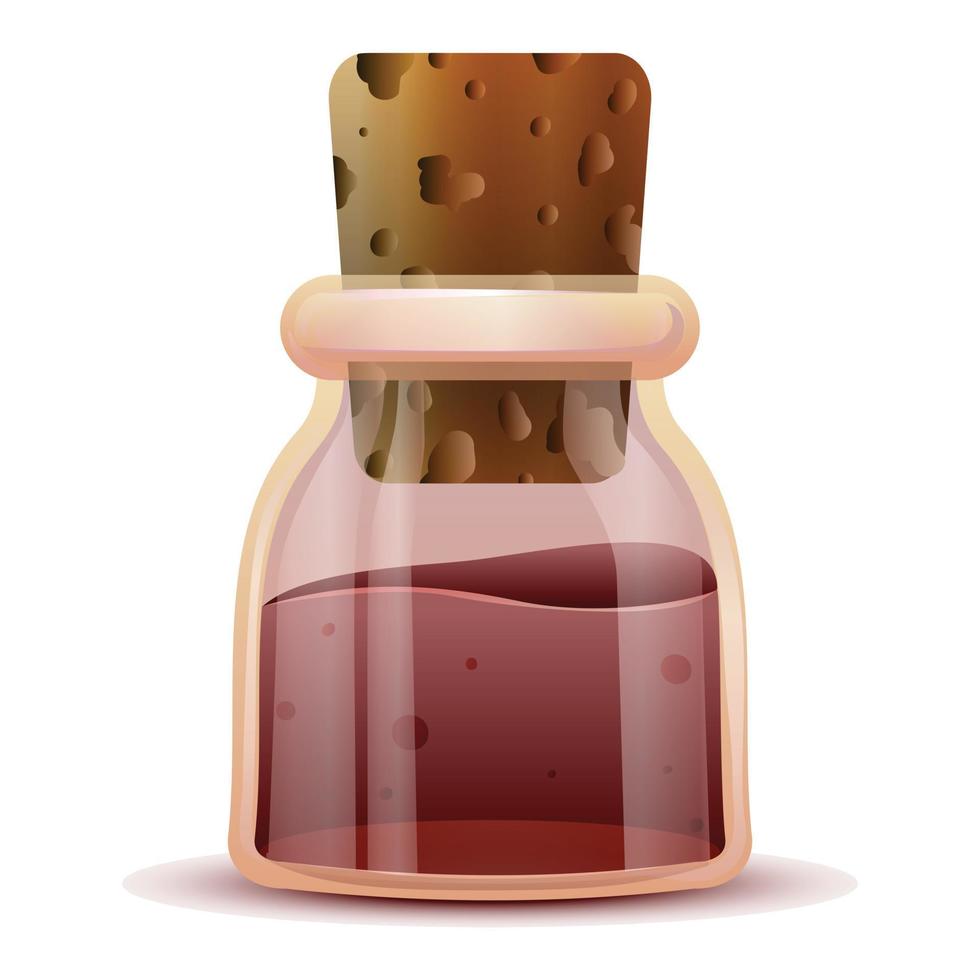 Small vinegar bottle icon, cartoon style vector