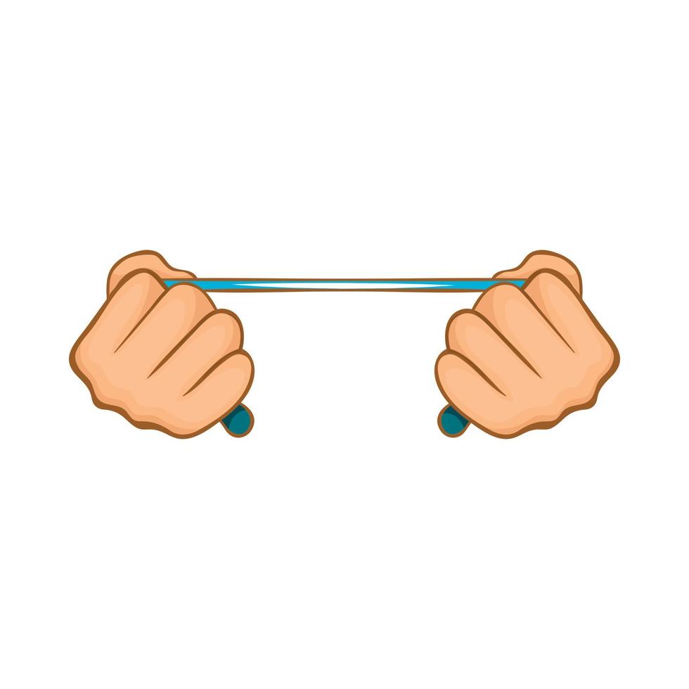 Rope in hands icon, cartoon style vector