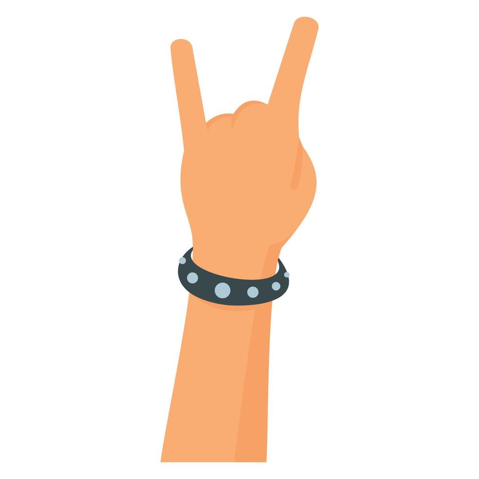 icono de mano rock it, estilo plano vector