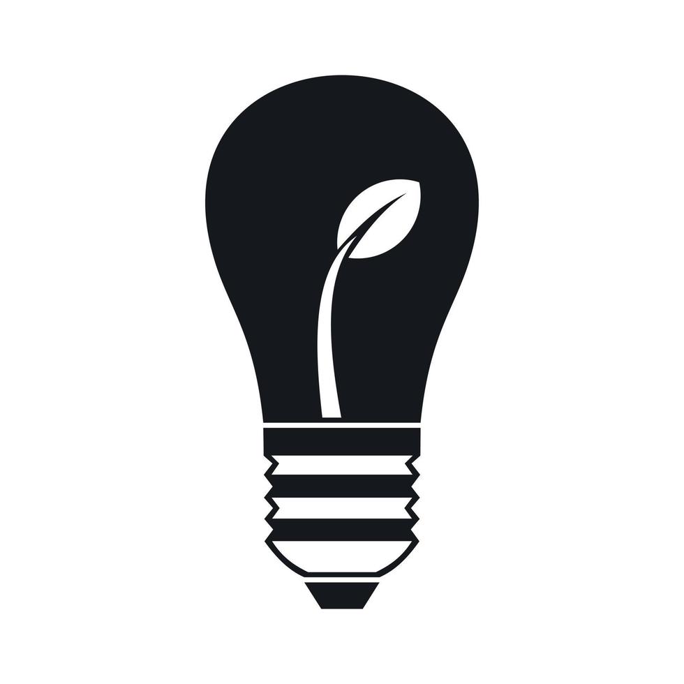 Ecology idea bulb with plant icon, simple style vector