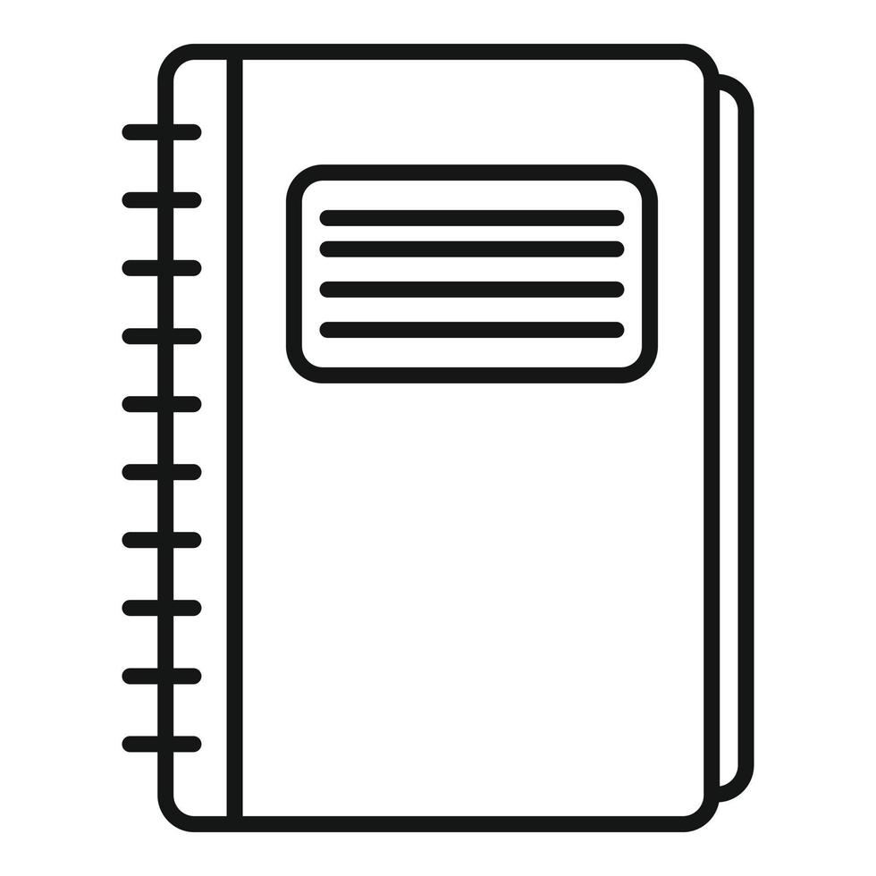 icono de cuaderno escolar, estilo de contorno vector