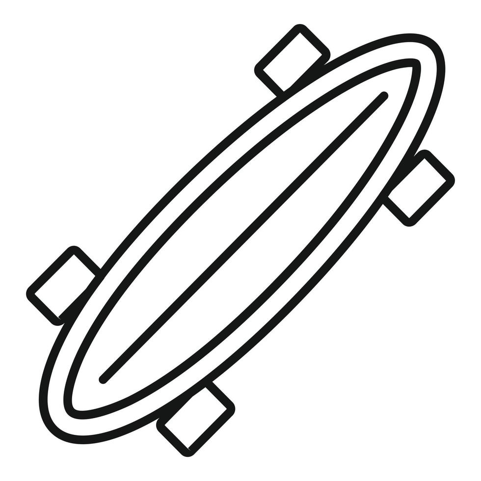 lindo icono de longboard, estilo de esquema vector