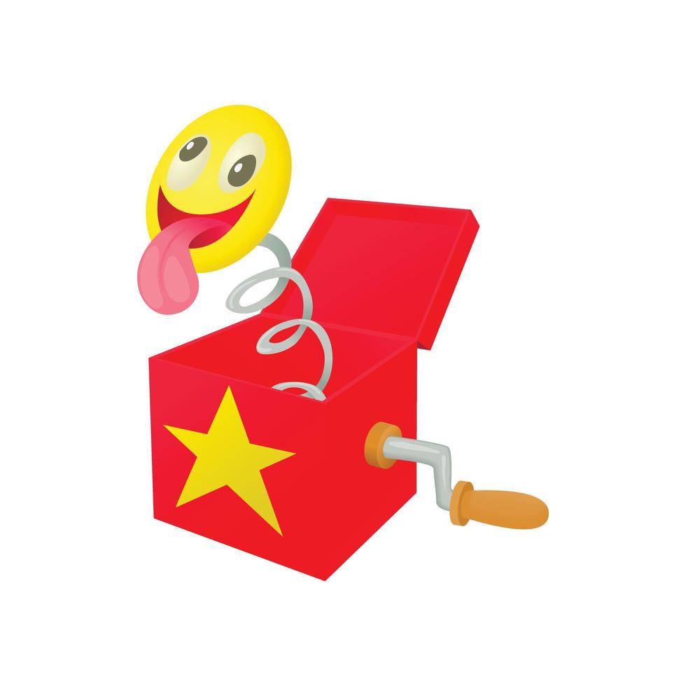 Smile face jumping out from a box icon vector