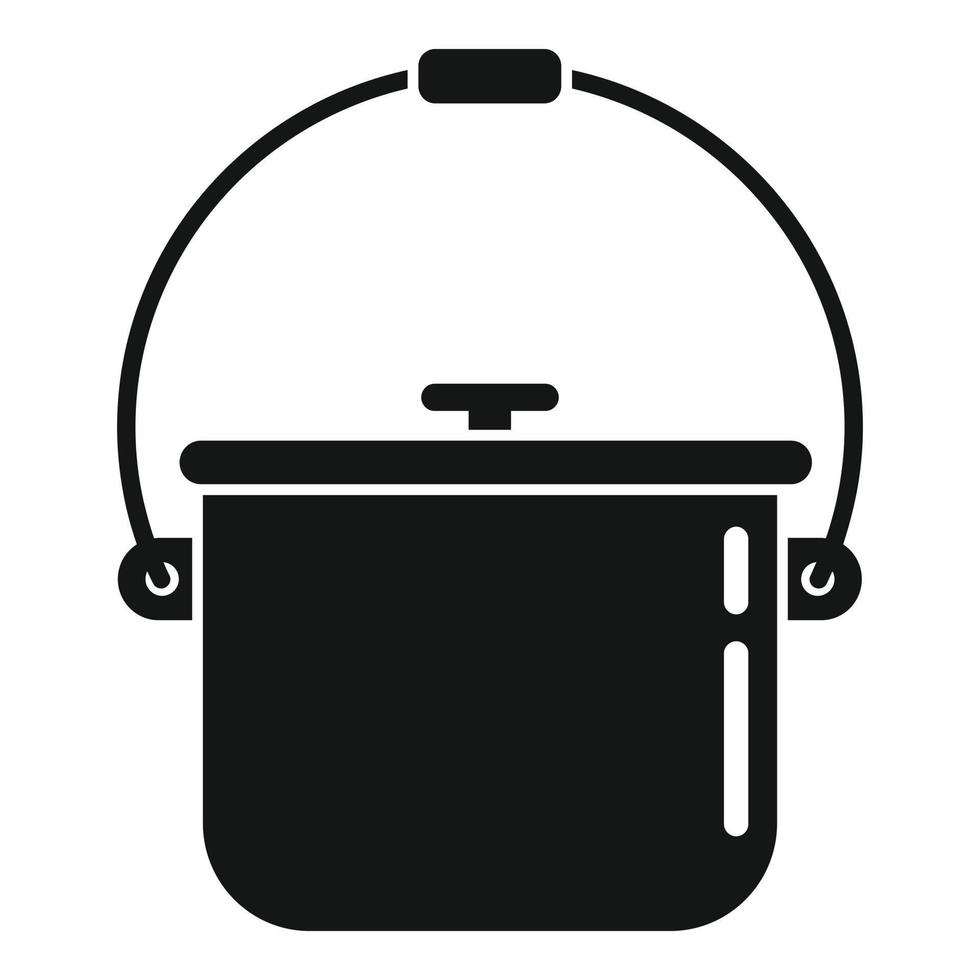 icono de olla de fuego de comida de camping, estilo simple vector