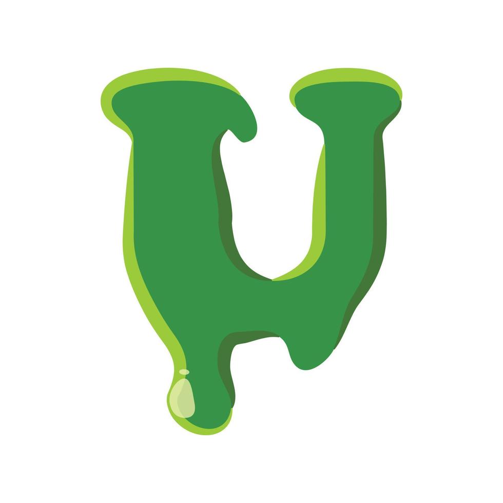 Letter U made of green slime vector