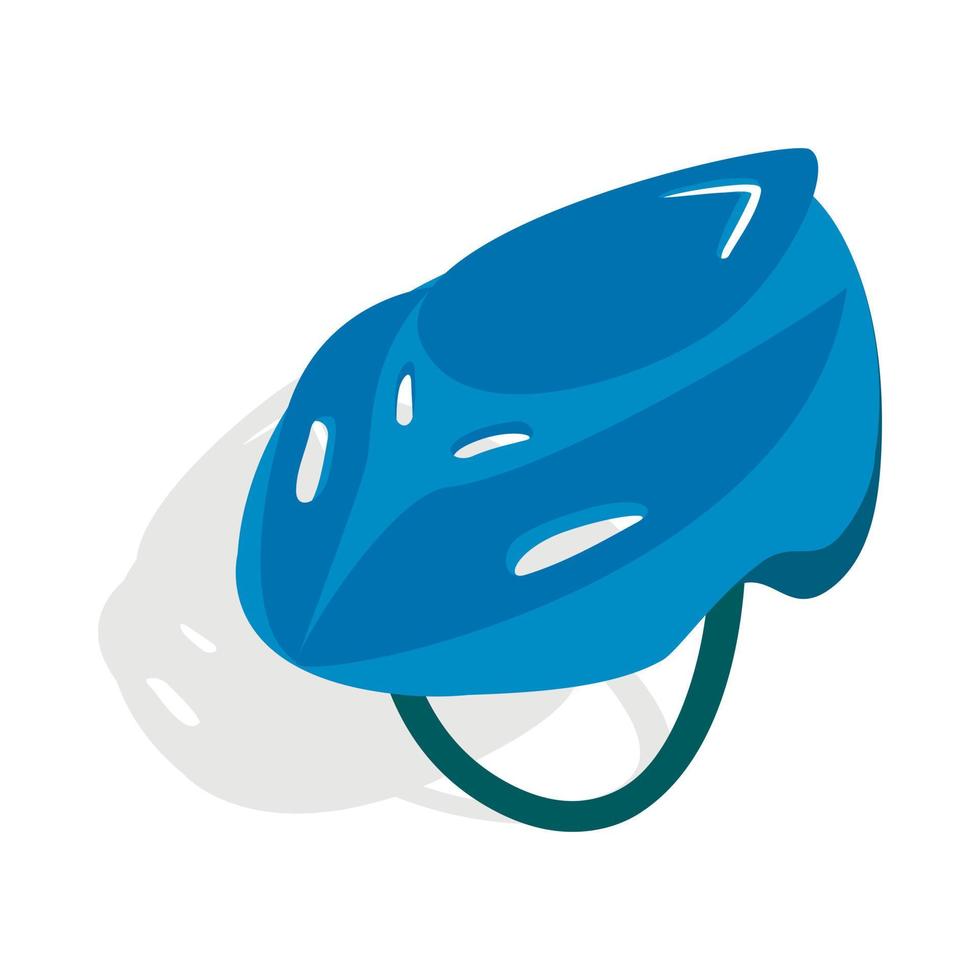 Blue bike helmet icon, isometric 3d style vector