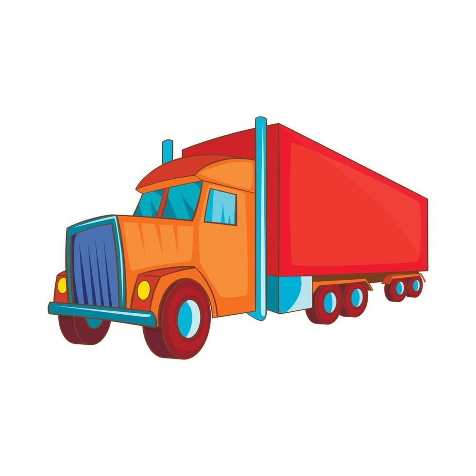 icono de camión semirremolque, estilo de dibujos animados vector