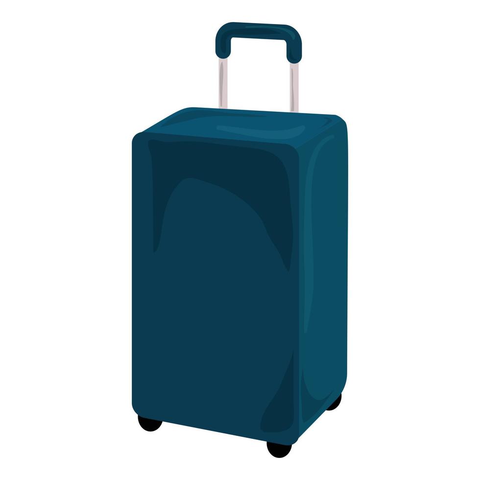 Blue travel bag icon, cartoon style vector