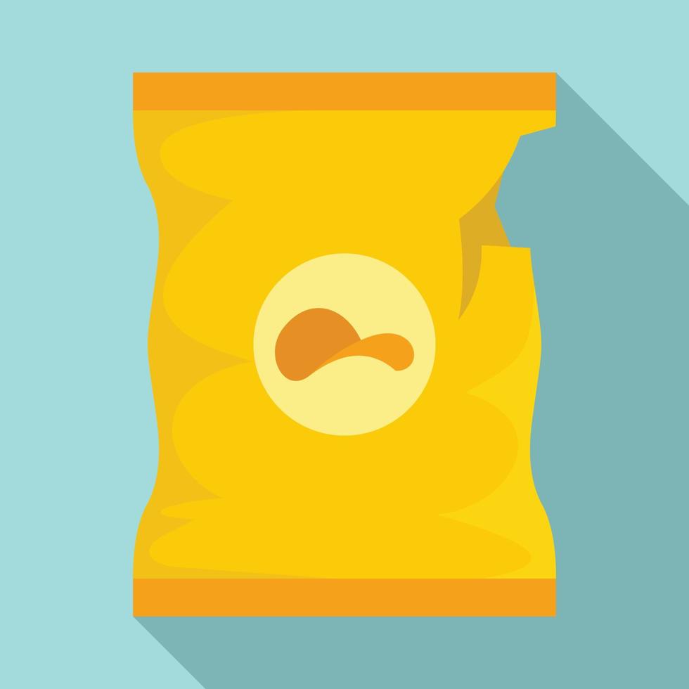 Empty chips package icon, flat style vector