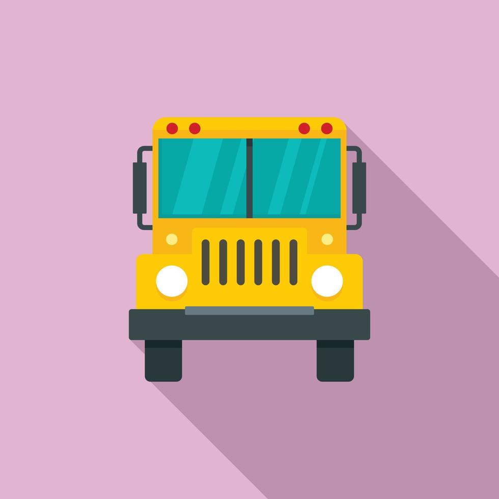 Front of school bus icon, flat style vector