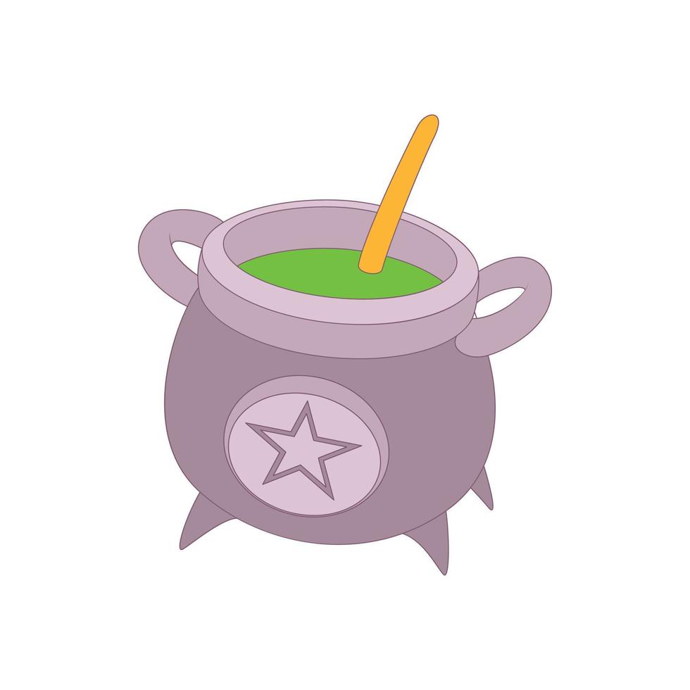 Witch cauldron with green potion icon vector