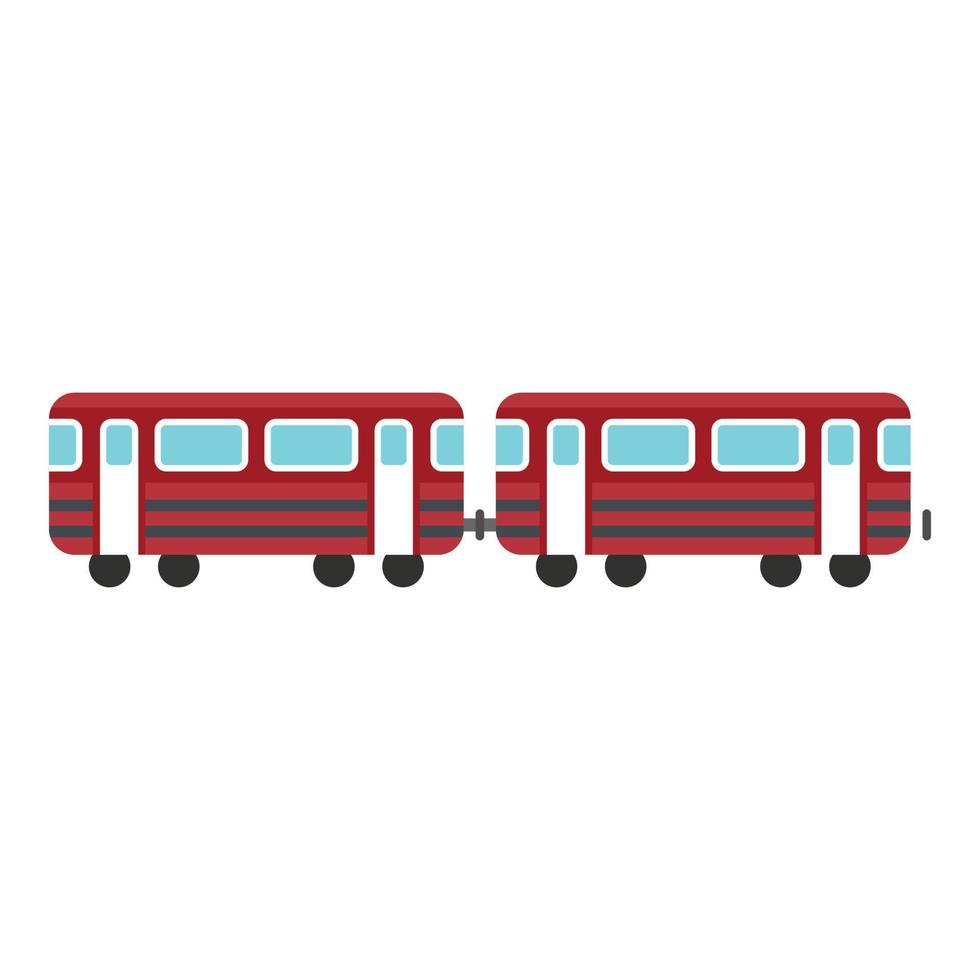 vagones, tren, icono, plano, estilo vector