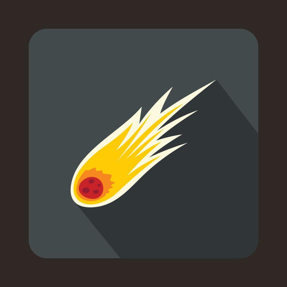 Falling meteor with long tail icon, flat style vector