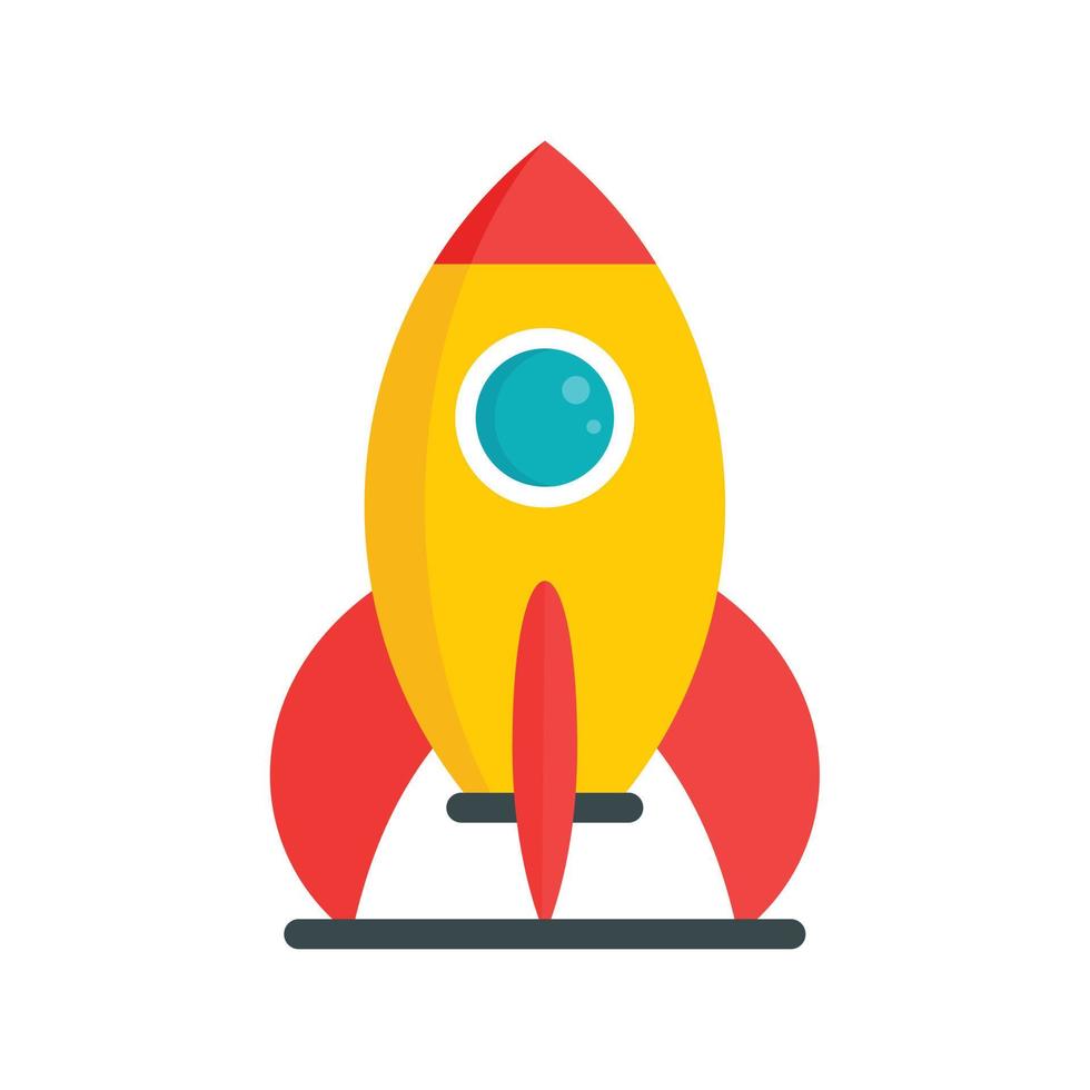 Kid amusement rocket icon, flat style vector