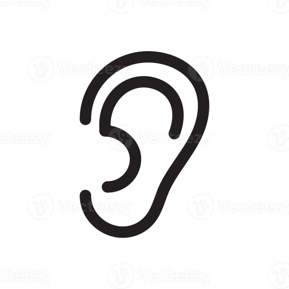 icône de l'oreille. conception de la ligne d'oreille le concept de problèmes auditifs isolés sur fond png