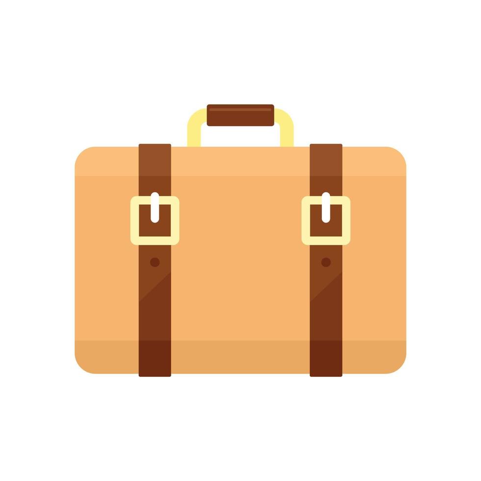 icono de bolsa de cuero de viaje, estilo plano vector