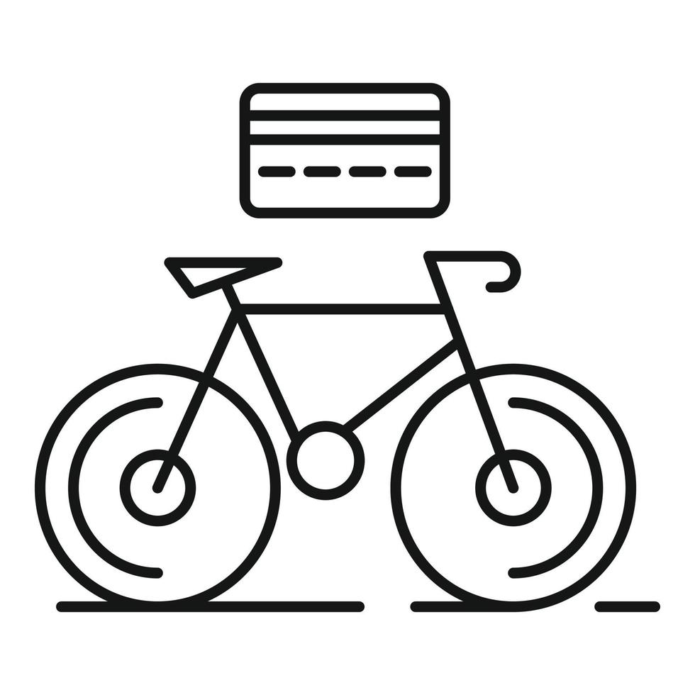 Rent bike credit card icon, outline style vector