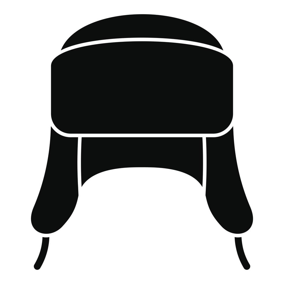 icono de sombrero de invierno con orejeras, estilo simple vector