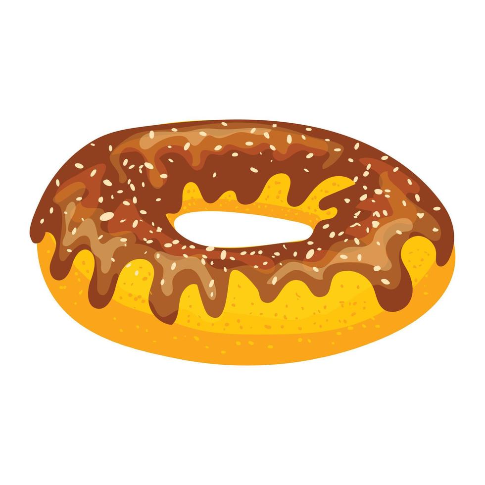 icono de donut dulce, estilo de dibujos animados vector