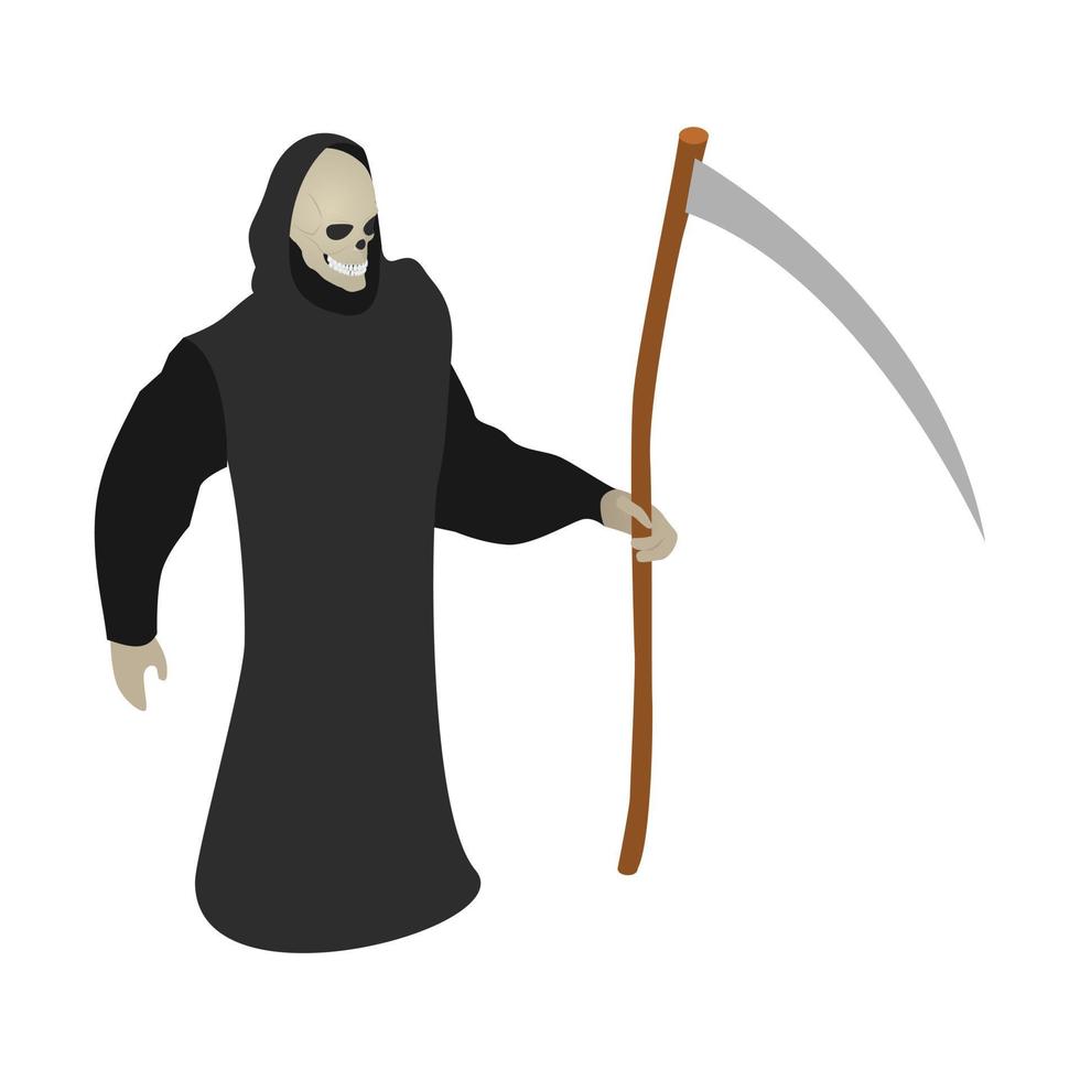 Death scythe icon, isometric style 14627618 Vector Art at Vecteezy