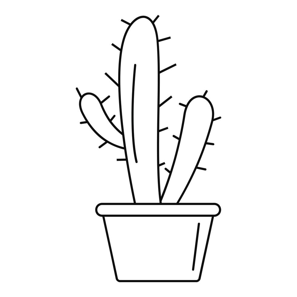 Cactus icon, outline style vector