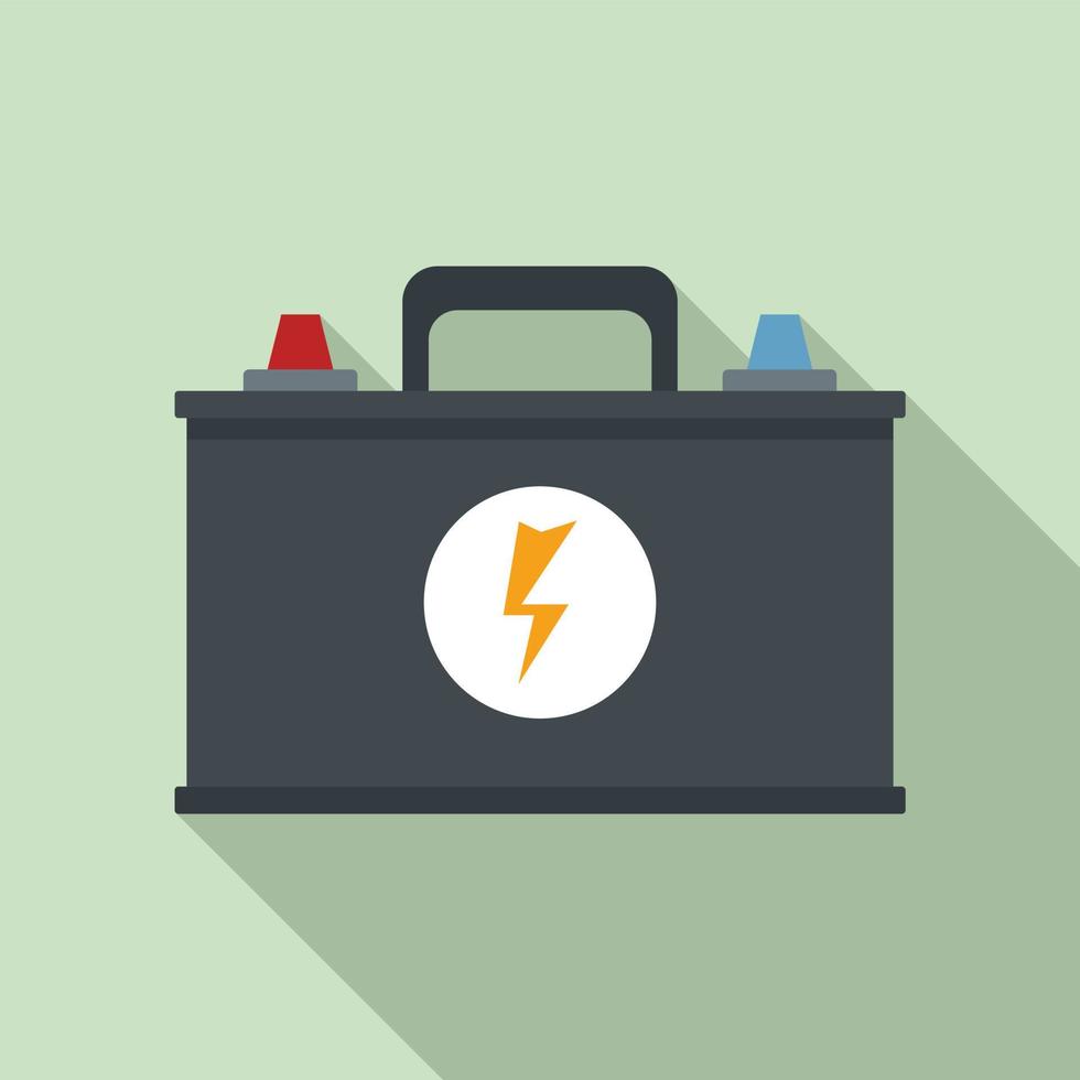 Old car battery icon, flat style vector