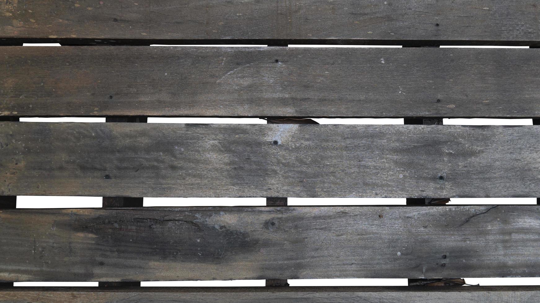 Above view of old wooden slats are placed on top of each other. On isolated white background with clipping path. photo