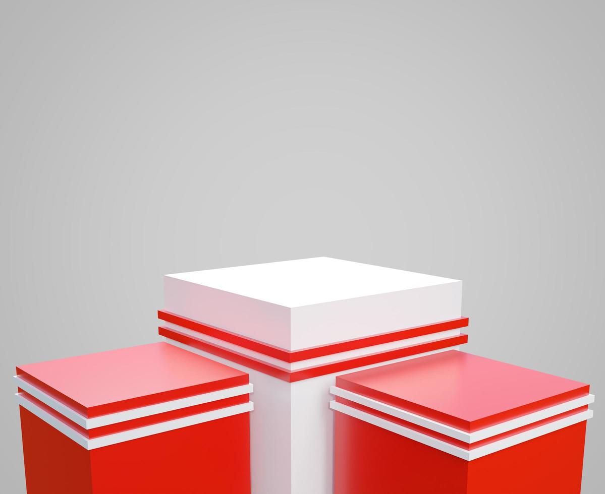 White and red empty stage product show 3d render photo