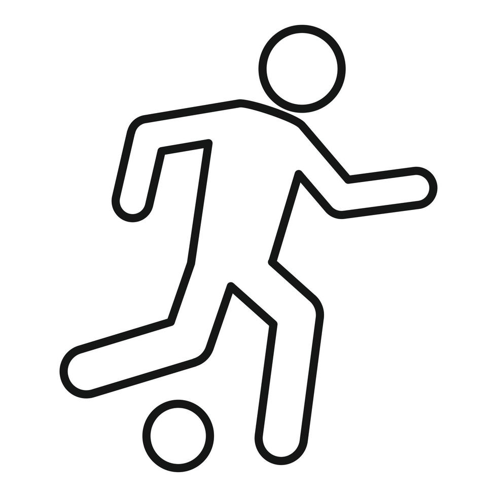 icono de jugador de fútbol de entrenamiento, estilo de esquema vector